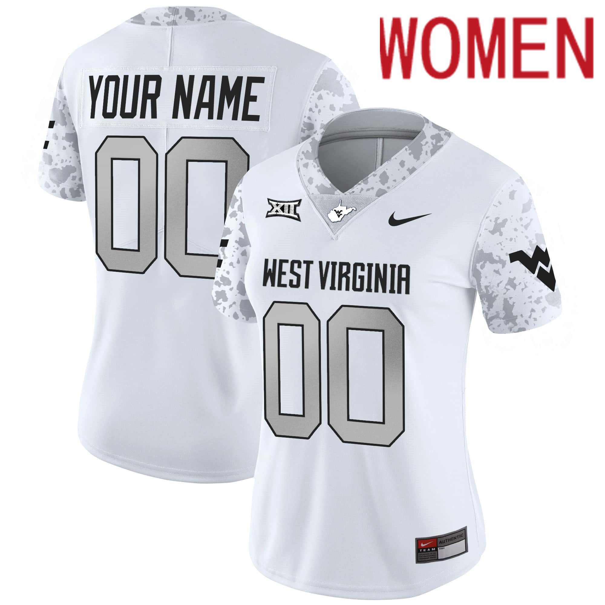 Women West Virginia Mountaineers White 2024 Nike Vapor Limited Custom NCAA Jersey